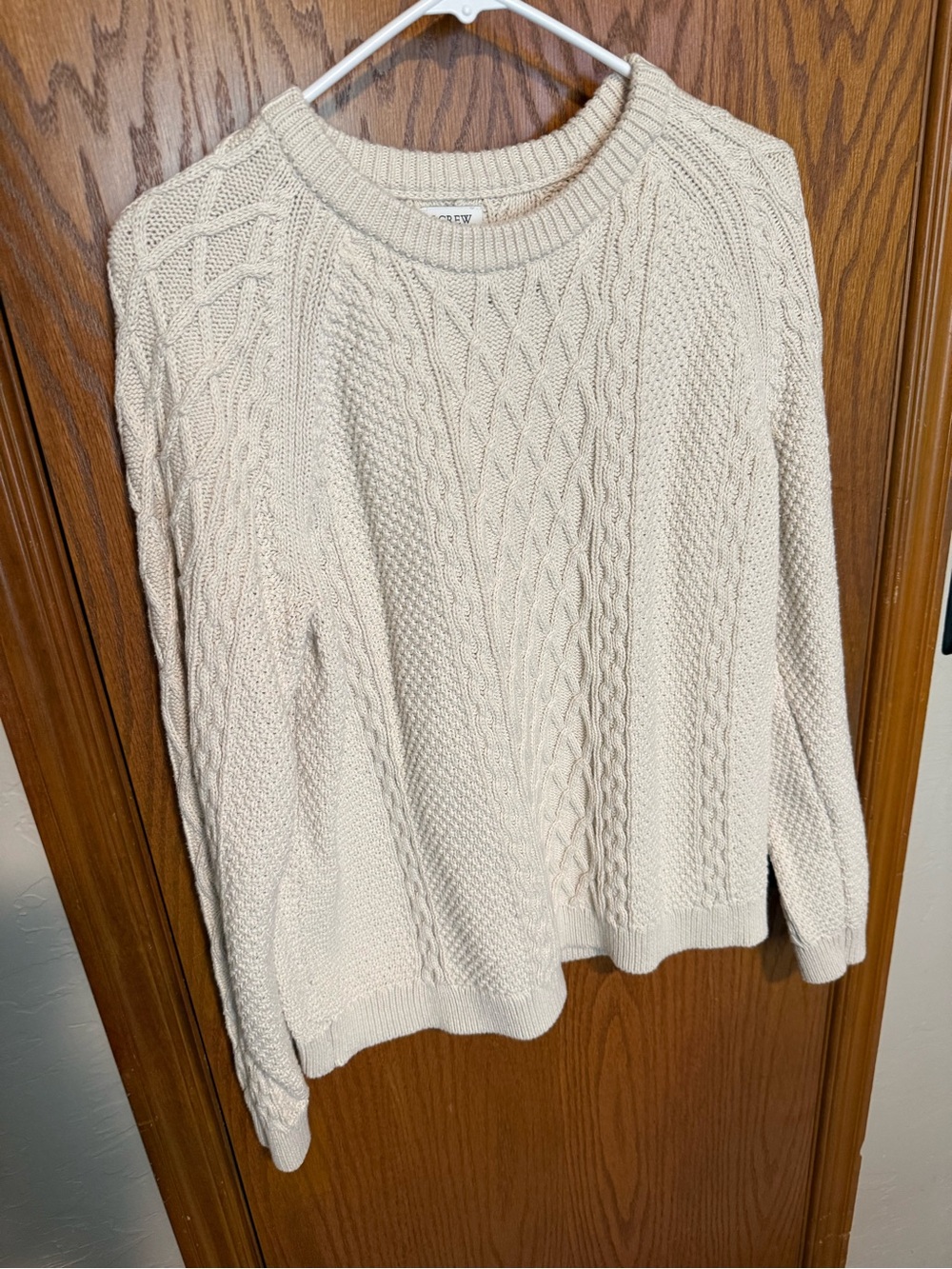 J Crew Cream Cable Knit Crewneck Sweater - Picture 3 of 5